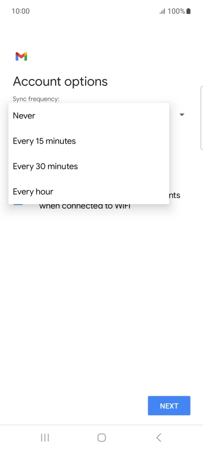 Press the required setting.