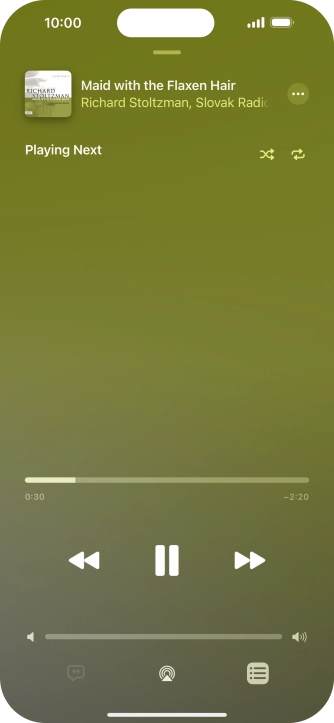 Press the shuffle icon to turn the function on or off.