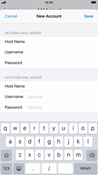 Press Username and key in the username for your email account. Please note that if you're using Vodafone's outgoing server, leave the username field empty.