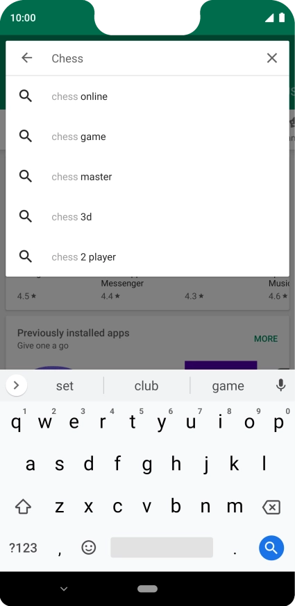 Key in the name or subject of the required app and press the search icon.