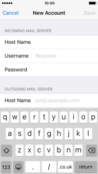 Press Username and key in the username for your email account.