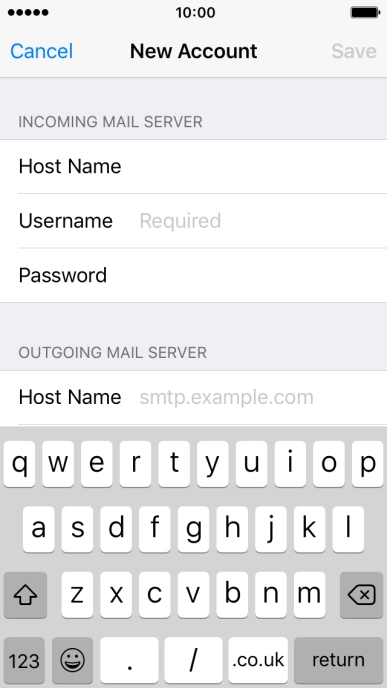 Press Username and key in the username for your email account.