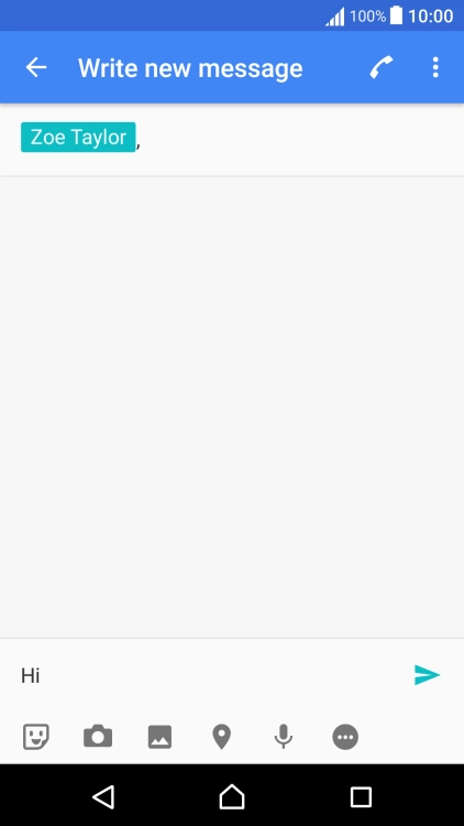 Press the send icon when you've finished your text message.