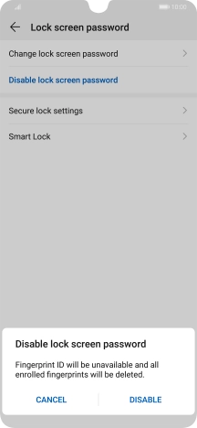 Key in the current phone lock code and press DISABLE.