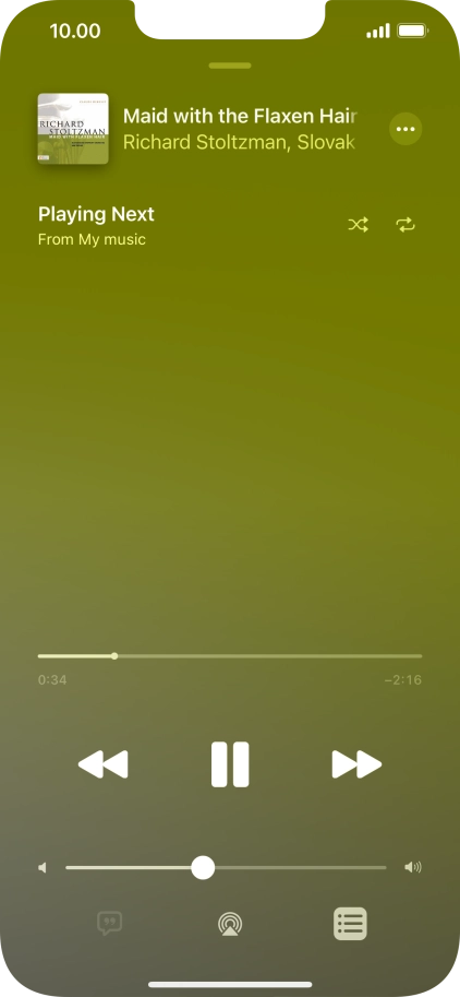 Press the shuffle icon to turn the function on or off.