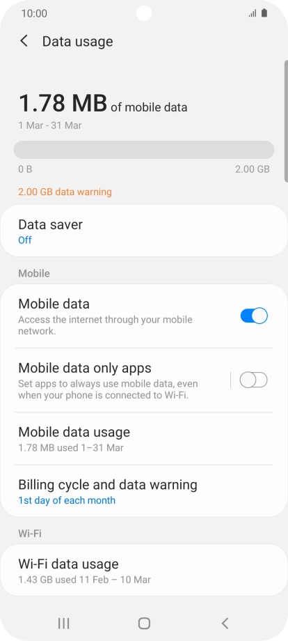 The total data usage is displayed.