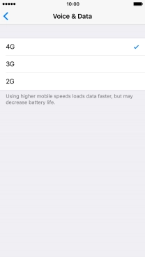 Press the required network mode.