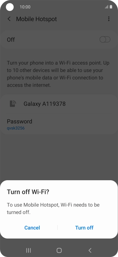 If Wi-Fi is turned on, press Turn off.