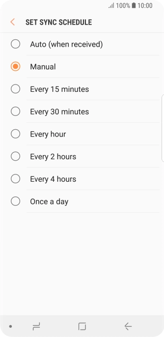 Press the required setting.