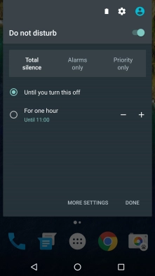 Press DONE to turn on silent mode.