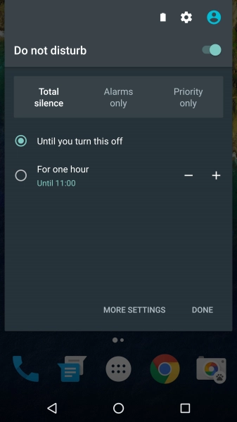 Press DONE to turn on silent mode.