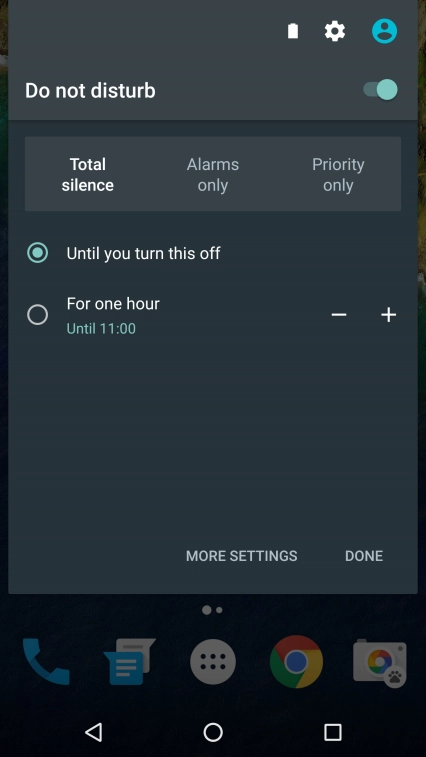 Press DONE to turn on silent mode.