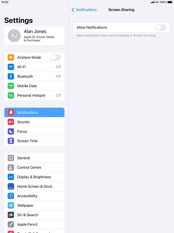 Press the indicator next to 