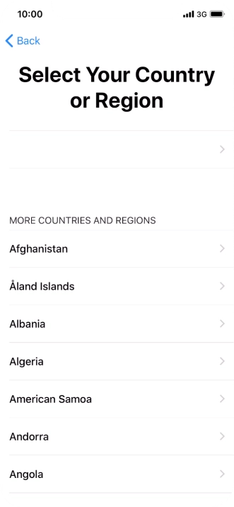 Press the required country or area.
