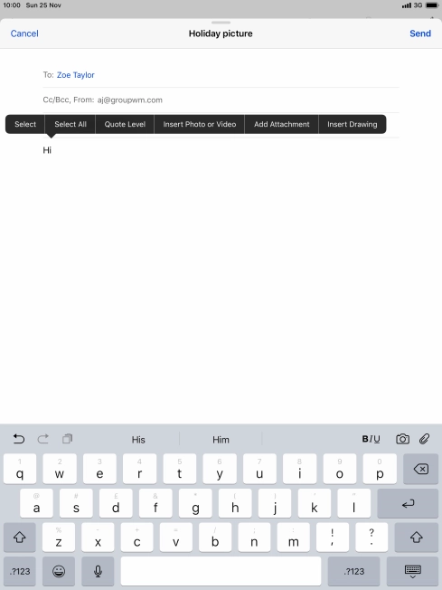 Press Insert Photo or Video and follow the instructions on the screen to attach a picture or a video clip.