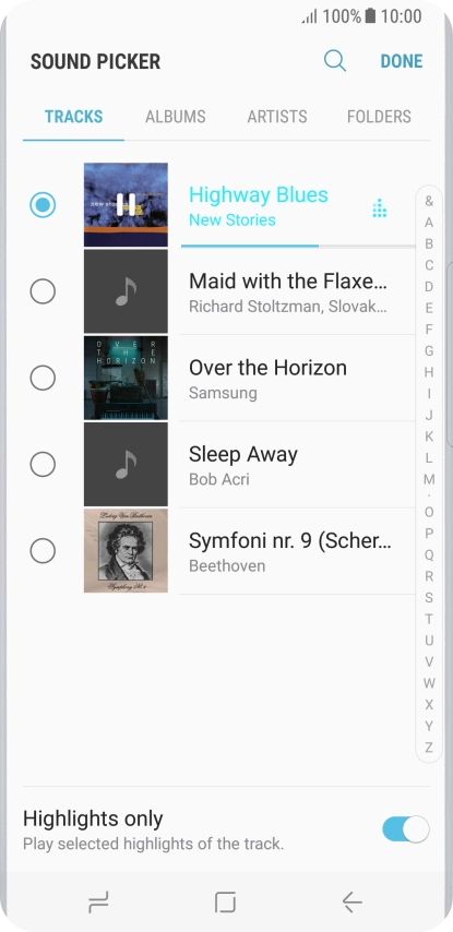 Once you've found a ring tone you like, press DONE.