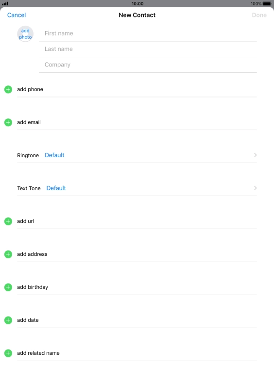 Press First name and key in the first name.
