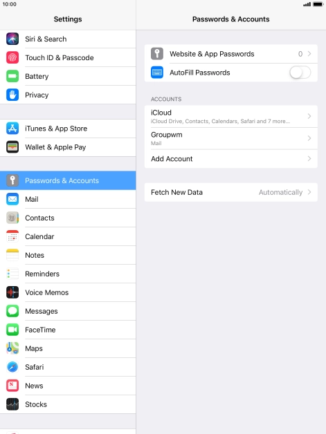 Press the name of the email account you've just set up.