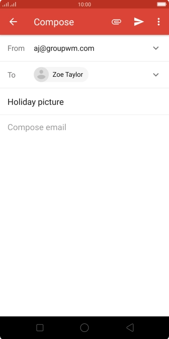 Press the text input field and write the text for your email message.
