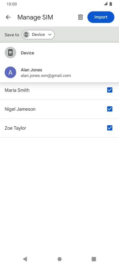 Press the required Google account.