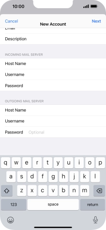 Press Password and key in the password for your email account. Please note that if you're using Vodafone's outgoing server, leave the password field empty.