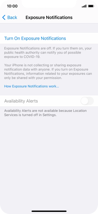 Press Turn On Exposure Notifications.