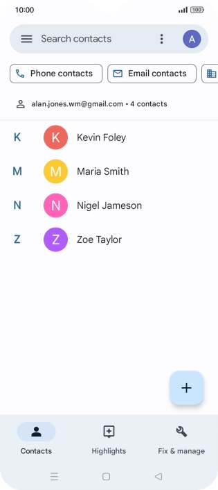 Press the new contact icon.