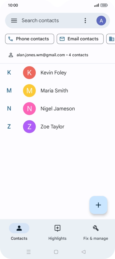 Press the new contact icon.