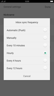 Press the required setting.
