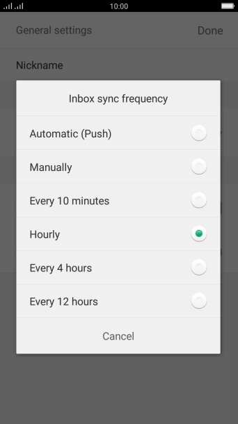 Press the required setting.