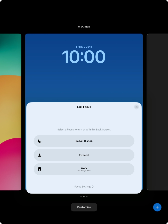 Press the required focus mode.