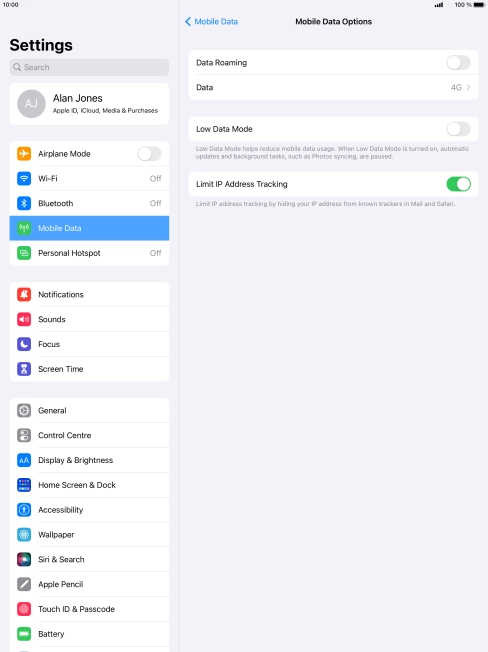 Press the indicator next to 