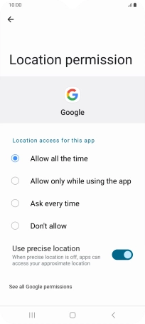 Press the required setting.