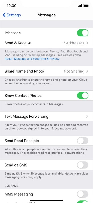 Press the indicator next to 