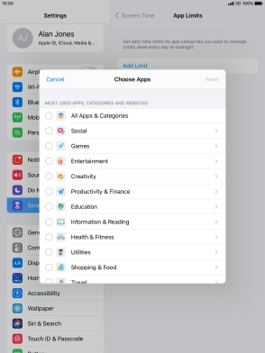 Press the required categories.