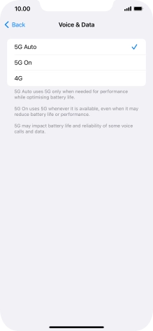 To turn on automatic switch between 5G and 4G, press 5G Auto.