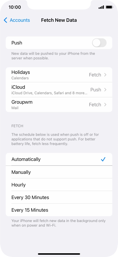If you turn off the function, press the required setting.