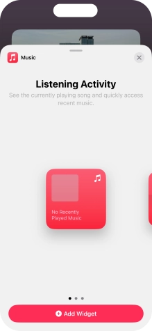 Slide your finger right or left on the screen to select the required widget size.