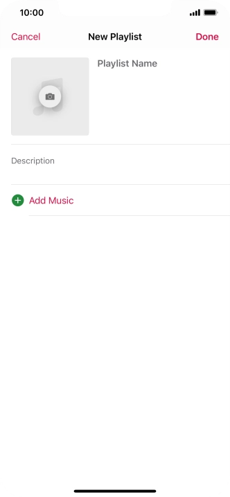Press the text input field and key in a name for the playlist.