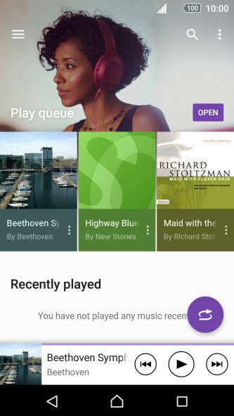 Slide your finger right starting from the left side of the screen.