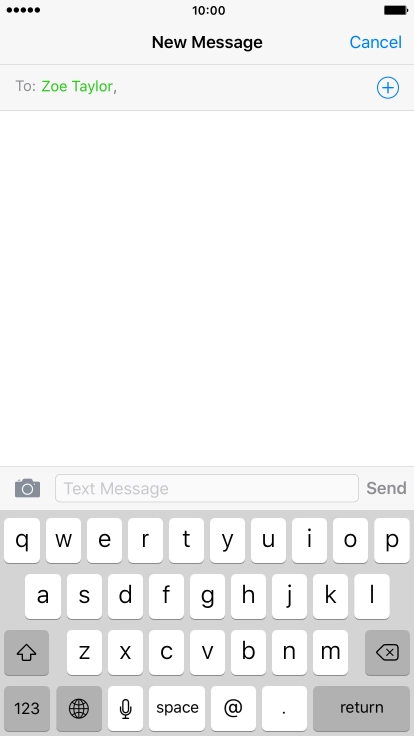 Press the text input field and write the text for your picture message.