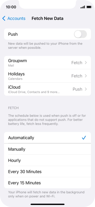 If you turn off the function, press the required setting.