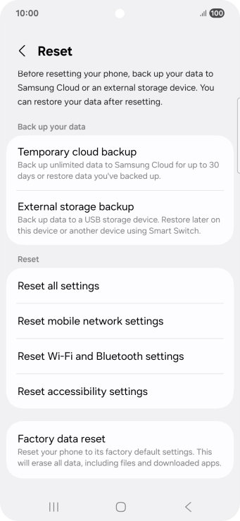 Press Reset mobile network settings.