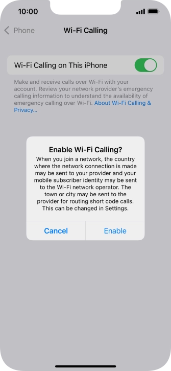 If you turn on the function, press Enable.