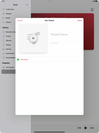 Press the text input field and key in a name for the playlist.