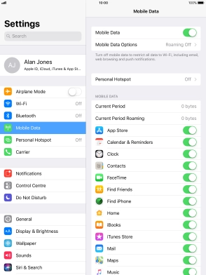 Press Mobile Data Options.
