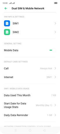 Press the name of the SIM.