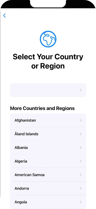 Press the required country or area.