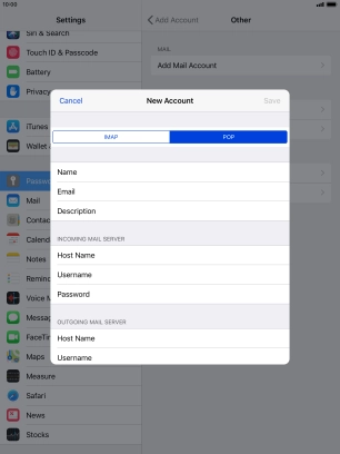 Press Host Name and key in the name of your email provider's incoming server.