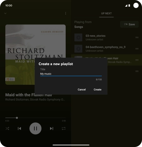 Key in a name for the playlist and press Create.